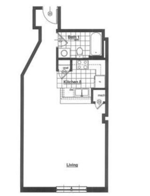 Floor plan for studio, 1 bath, 695 sqft